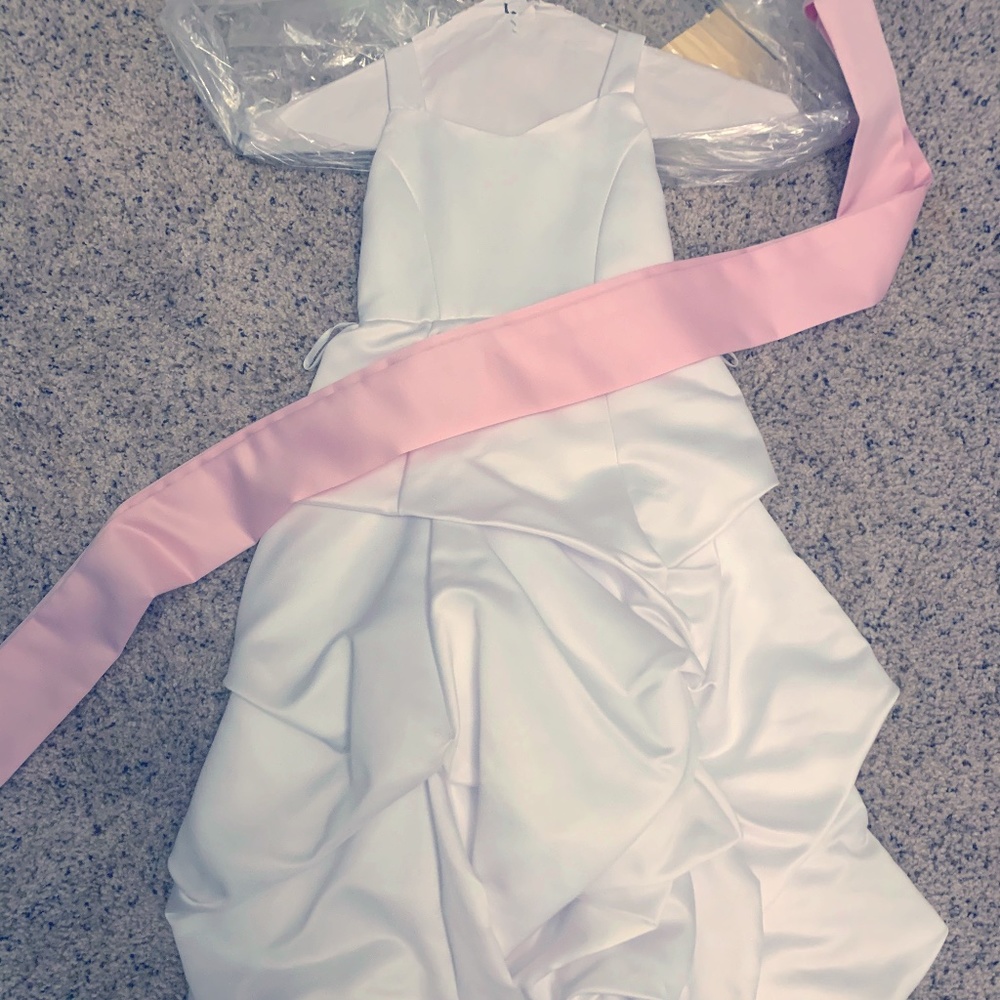 Flower girl dress with pink sash